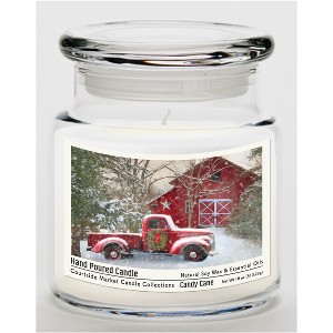 Courtside Market Barn with Truck Candy Cane 18oz Soy Wax Candle Glass Jar & Lid - 1 of 3