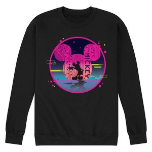 Men's - Disney - Mickey Mouse Video Game Silhouette Sphere Graphic Fleece Sweatshirt - 1 of 4