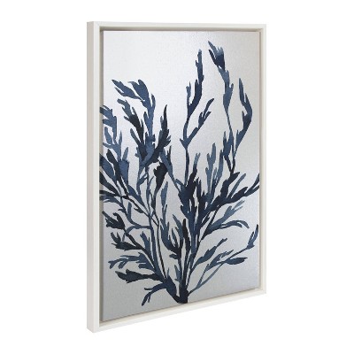 Kate & Laurel All Things Decor 23"x33" Sylvie Blue Ocean Coastal Nautical 2 Framed Metallic Canvas Wall Art by The Creative Bunch Studio: