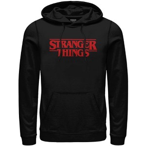 Seven Times Six Stranger Things Hoodie Mens Logo Long Sleeve Graphic Print Pullover Black - 1 of 4