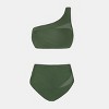 Women's Black/Blue One-Shoulder Bikini Top & High-rise Bottoms Set - Cupshe - 3 of 4