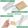 Unique Bargains Barbecue Skewers with Wood Handle Metal Flat Skewers for Grilling 20pcs 15"x0.16" - 2 of 4