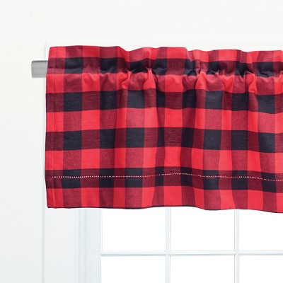 Franklin Dark Red and Black Cotton Checked Valance Set
