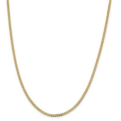 Black Bow Jewelry 2.3mm 14k Yellow Gold Beveled Solid Curb Chain Necklace