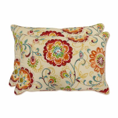 Set of 2 Outdoor/Indoor Over-Sized Rectangular Throw Pillows Fanfare Sonoma - Pillow Perfect: Weather-Resistant, Non-Woven Fabric