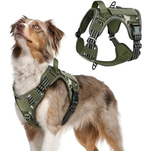 rabbitgoo Tactical Dog Harness Medium Sized Dog, No Pull  Control for Training Walking, Adjustable Reflective Straps, Green camo, M - 1 of 1