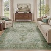 MontVoo Machine Washable Oriental Floral Area Rug Green - 2 of 4