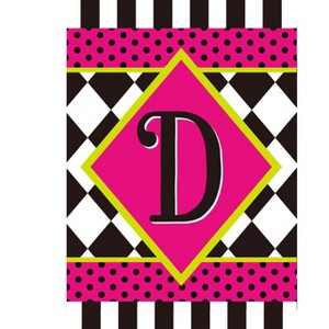 Briarwood Lane Everyday Garden Flag 12x18 For Outdoor Neon Checkerboard Monogram - D Garden Flag Flags For Outside - 1 of 4
