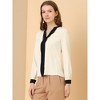 Allegra K Women's Split Neck Pleated Front Office Work Contrast Color Blouse - 4 of 4