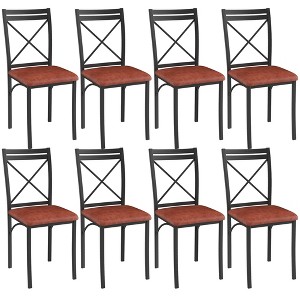 VECELO Metal Dining Chairs Set of 4/8, Steel Legs and PU Leather Cushion Seats for Kitchen Living Room, Black/Brown/Gray/White - 1 of 4