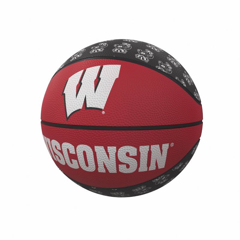 NCAA Wisconsin Badgers Repeating Logo Mini-Size Rubber Basketball, 1 of 3