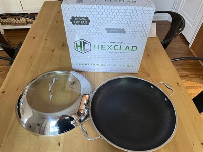 HEXCLAD hexclad 14 inch hybrid stainless steel frying pan with lid,  stay-cool handle - pfoa free, dishwasher and oven safe, non stick