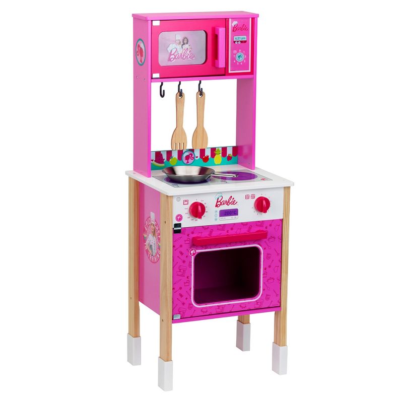 Theo Klein Barbie Epic Chef Wooden Toy Kitchen Cooking Playset with Pretend Play Oven, Microwave, and Utensils for Kids 3 and Up, 3 of 8