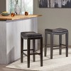 Set of 2 Studded 26 Inch Counter Height Bar Stools with Black Wood Frame , Upholstered Kitchen Chairs-The Pop Home - 2 of 4