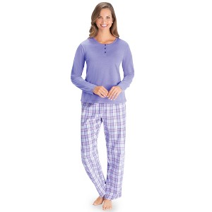 Collections Etc Plaid Flannel Pant Pj Set - 1 of 3