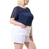Agnes Orinda Women's Plus Size Contrast Panel Dots Lace Summer Short Sleeve Blouses - 2 of 4