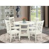 HomeStock 5-Pc Linen White Finish Solid Wood Top - Round Dining Room Set - Seats 4 - 2 of 4