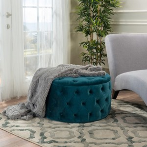 Zelfa New Velvet Ottoman - Christopher Knight Home - 1 of 4