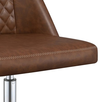 Executive Leatherette Swivel Office Chair with Diamond Stitching, Brown