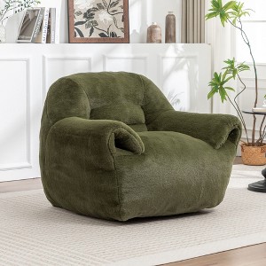 NicBex Fluffy Faux Fur Bean Bag Chair with Optional Ottoman,High Density Shredded Foam Filled Lazy Sofa Chair with Optional Footstool for Adults - 1 of 4
