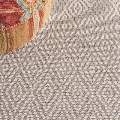 Taupe and Cream Wool Geometric Rectangular Area Rug