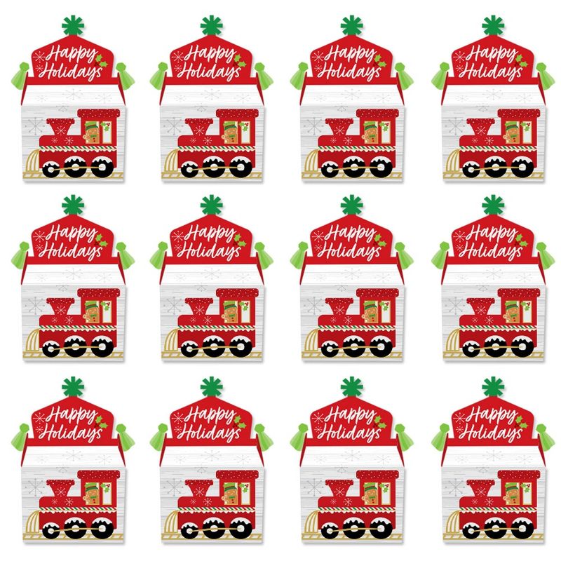 Big Dot of Happiness Christmas Train - Treat Box Party Favors - Holiday Party Goodie Gable Boxes - Set of 12, 5 of 9