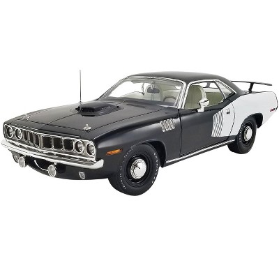 1971 Plymouth Hemi Barracuda Black with White Stripes Limited Edition to 732 pieces Worldwide 1/18 Diecast Model Car by ACME