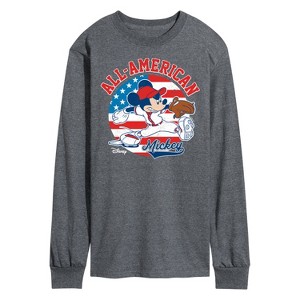 Men's - Disney - Mickey Americana Baseball Long Sleeve Graphic T-Shirt - 1 of 4