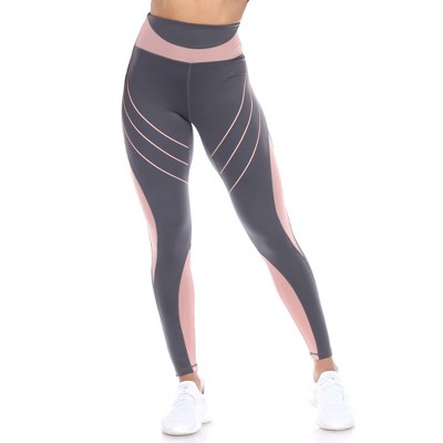 Women's High-waist Reflective Piping Fitness Leggings Grey Small ...