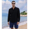 Men's Cotton Linen Sets 2 Piece Tracksuits Long Sleeve Casual Summer Beach Outfits Button Down Shirts and Shorts - 2 of 4