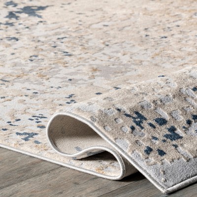 Light Grey Abstract Reversible Synthetic Area Rug 7x9