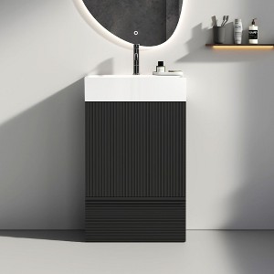 NicBex 20" Modern Matte Finish Bathroom Vanity Cabinet with Ceramic Sink,Freestanding Cabinet with Soft Close Doors,1.38"Pre-drilled Faucet - 1 of 4