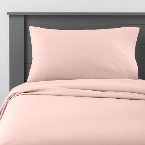 Queen Solid Cotton Kids' Sheet Set Pink - Pillowfort™