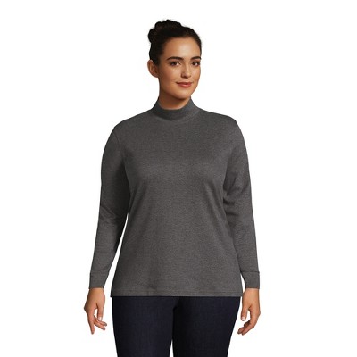 Lands' End Women's Relaxed Cotton Long Sleeve Mock Turtleneck