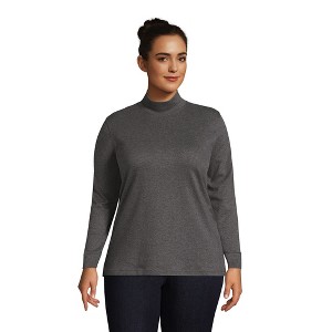 Lands' End Women's Relaxed Cotton Long Sleeve Mock Turtleneck - 1 of 4