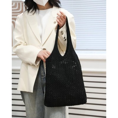 FATMOON Handmade Crochet Shoulder Bag for Women, Foldable and Lightweight Polyester Tote, Stylish & Practical Travel Purse
