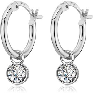 Dangle Hoop Earrings for Women 925 Sterling Silver | Trio Charm Design | Hypoallergenic Diamond Jewelry Gifts - 1 of 4