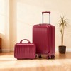 14"/20" 2 Pcs/Set ABS Spinner Wheel Luggage, Front Opening, Combination Lock, Cosmetic Case, Black -- Frevyn - 2 of 4