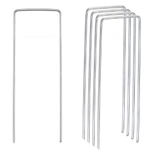 Unique Bargains Garden Stakes Pins, Galvanized Landscape Staples Outdoor Lawn Pegs for Ground Cover Weed Barrier Fabric - 1 of 4