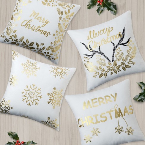 Christmas Pillow Covers 18x18 Set of 2,Xmas Gold Velvet 18 x 18