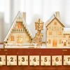Whisen Christmas Advent Calendar, Wooden Bus Holiday Decoration with Countdown Drawer, Santa Claus Street House - Red - 2 of 4