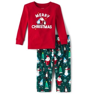 The Children's Place Toddler Matching Family Merry Christmas Long Sleeve Cotton And Microfleece Pajamas - 1 of 4