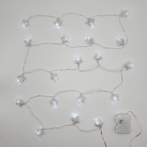 Lumabase Battery Operated String Lights with 20 Silver Stars - 1 of 3