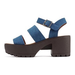 Soda ACCOUNT Women's Open Toe Block Heel Platform Sandals with Adjustable Ankle Strap - 1 of 4
