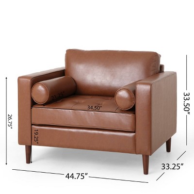 Cognac Brown Faux Leather Tufted 3-Piece Sofa and Club Chair Set