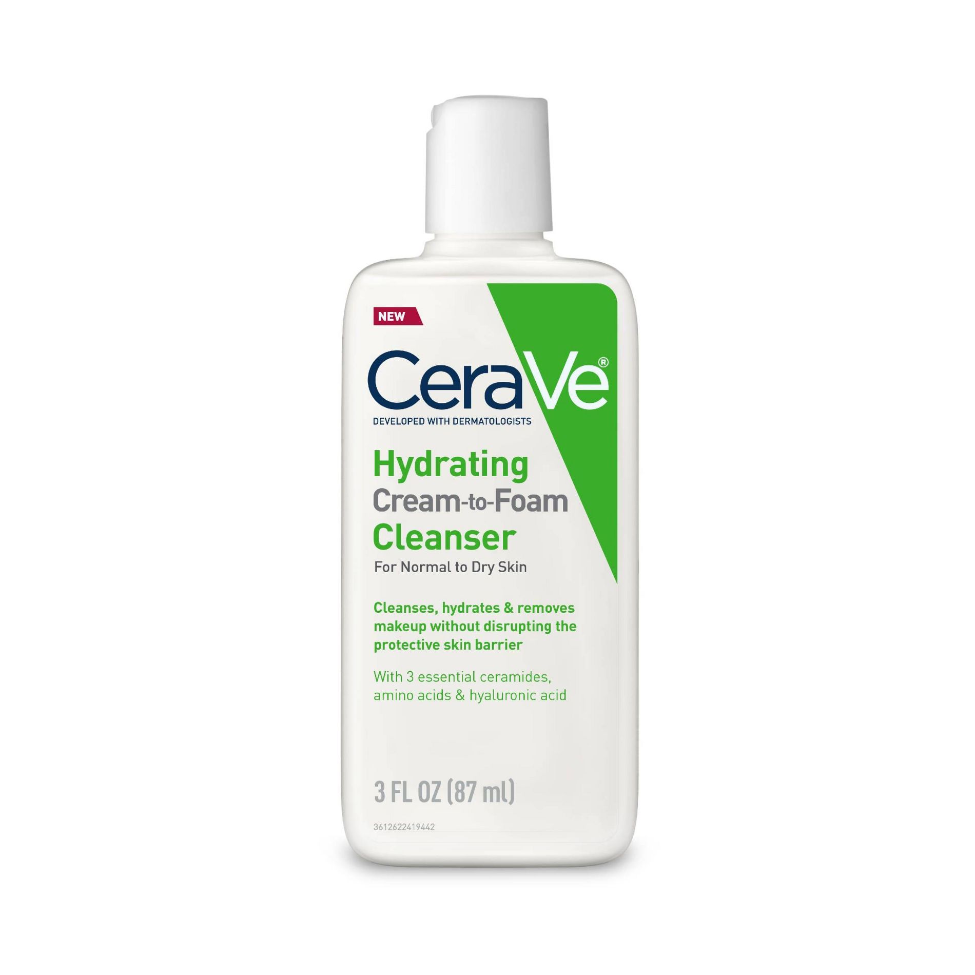 CeraVe Hydrating Cream-to-Foam Face Wash - 3 fl oz
