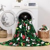 Lomsoe Green Christmas Throw Blanket, Santa Claus Christmas Tree Printed Flannel Blanket, Soft, Plush, Warm Winter Cabin Bed Throw - 3 of 4