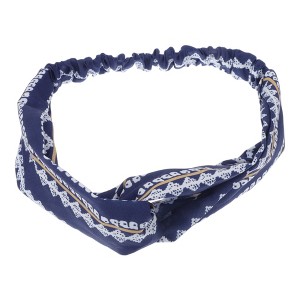 Unique Bargains Women's Fashion Love Sea Pattern Cross Elastic Hairband 1 Pc - 1 of 4