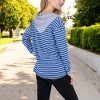 Anna-Kaci Women's Striped Long Sleeve Pullover Hoodie with Button-Down Collar and Cuffed Sleeves - 4 of 4