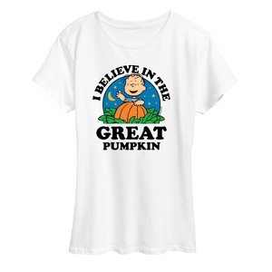 Women's - Peanuts - I Believe In The Great Pumpkin Short Sleeve Graphic T-Shirt - 1 of 4